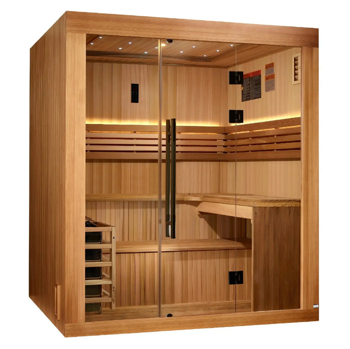 Golden Designs Osla 6-Person Indoor Sauna & Harvia Traditional Electric Heater Kit | GDI-7689-02 Golden Designs