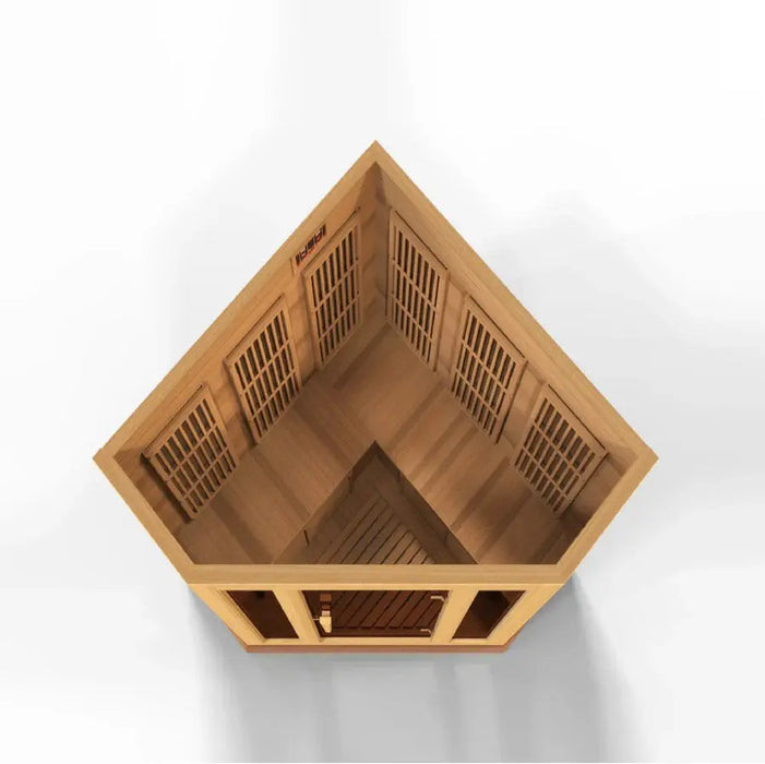 Maxxus 3-Person Avignon Edition Corner Near Zero EMF FAR Infrared Sauna | MX-K356-01-ZF-CED Golden Designs