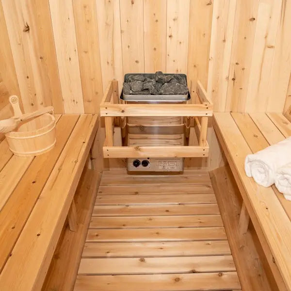 Dundalk Leisurecraft CT Harmony Barrel Cedar Traditional Steam 3-4 Person Sauna, Outdoor/Indoor | CTC22E Leisurecraft