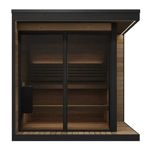 SaunaLife 6 Person GL6 Glass Corner Outdoor Traditional Sauna Saunalife