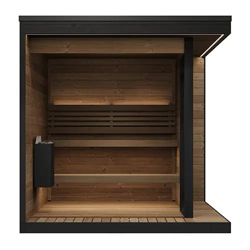 SaunaLife 6 Person GL6 Glass Corner Outdoor Traditional Sauna Saunalife