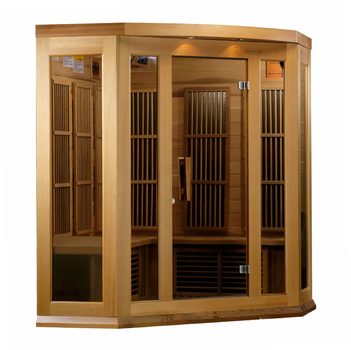 Maxxus 3 Person Capacity Corner Low EMF Far Infrared Sauna Canadian Red Cedar | MX-K356-01 Golden Designs