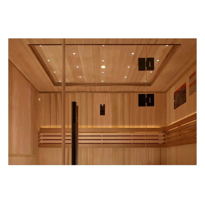 Golden Designs Osla 6-Person Indoor Sauna & Harvia Traditional Electric Heater Kit | GDI-7689-02 Golden Designs