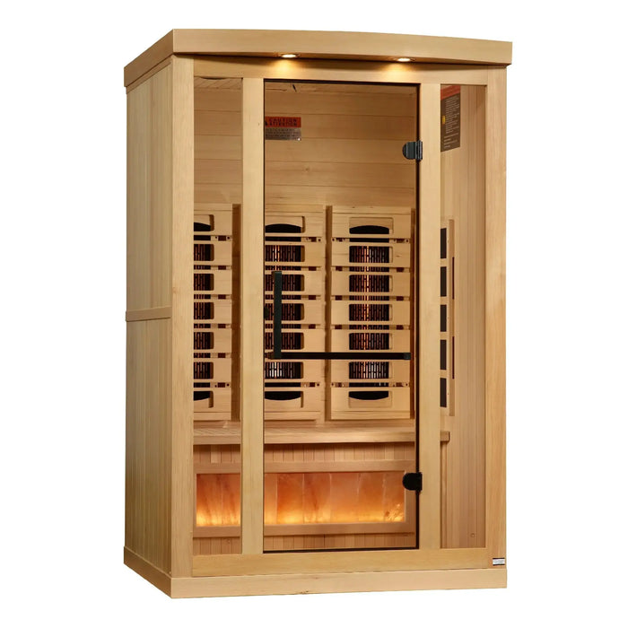 Golden Designs Reserve Edition 2-Person Full Spectrum Near Zero EMF FAR Infrared Sauna w/ Himalayan Salt Bar | GDI-8020-03 Golden Designs