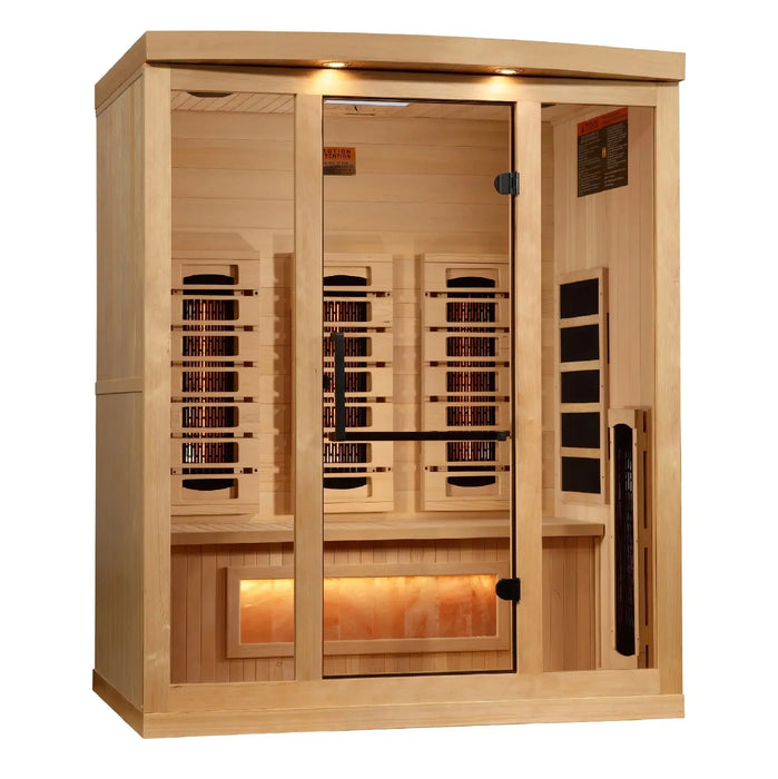 Golden Designs Reserve Edition 3-Person Full Spectrum Near Zero EMF FAR Infrared Sauna with Himalayan Salt Bar | GDI-8030-03 Golden Designs