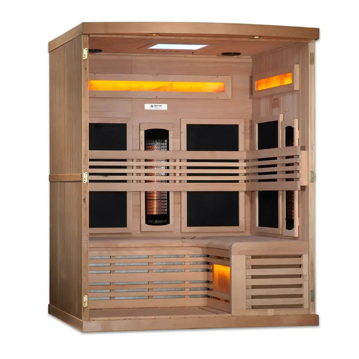 Golden Designs 3-Person Reserve Edition Sauna Full Spectrum with Himalayan Salt Bar | GDI-8230-01 Golden Designs