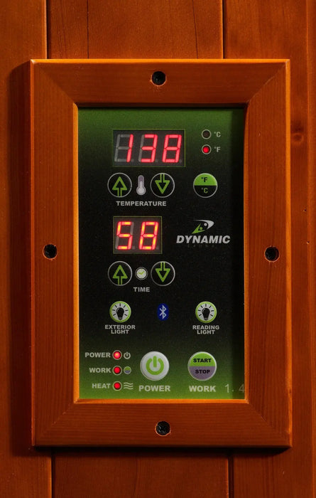 Dynamic Heming Elite 2-person Corner Ultra Low EMF FAR Infrared Sauna | DYN-6225-02 Elite Golden Designs