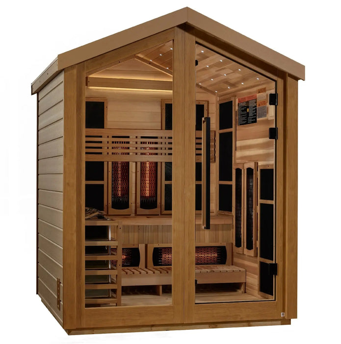 Golden Designs Loviisa 3-Person Hybrid Outdoor Sauna w/ Full Spectrum Infrared & Harvia Traditional Electric Heater Kit | GDI-8523-01 Golden Designs