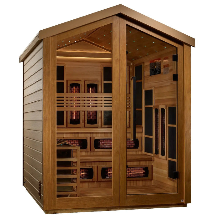 Golden Designs Kaskinen 6-Person Hybrid Outdoor Sauna w/ Full Spectrum Infrared & Harvia Traditional Electric Heater Kit | GDI-8526-01 Golden Designs
