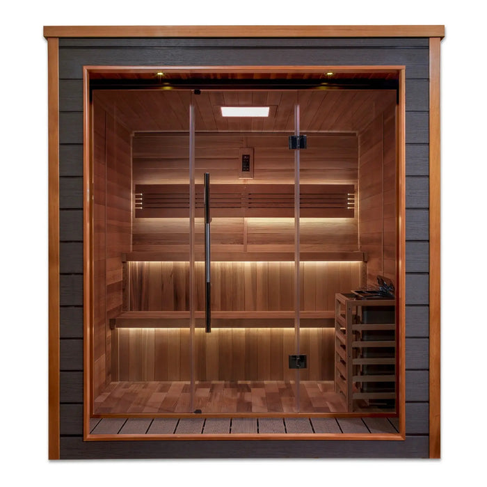 Golden Designs Bergen 6 Person Cedar Outdoor Sauna & Harvia Traditional Electric Heater Kit | GDI-8206-01 Golden Designs