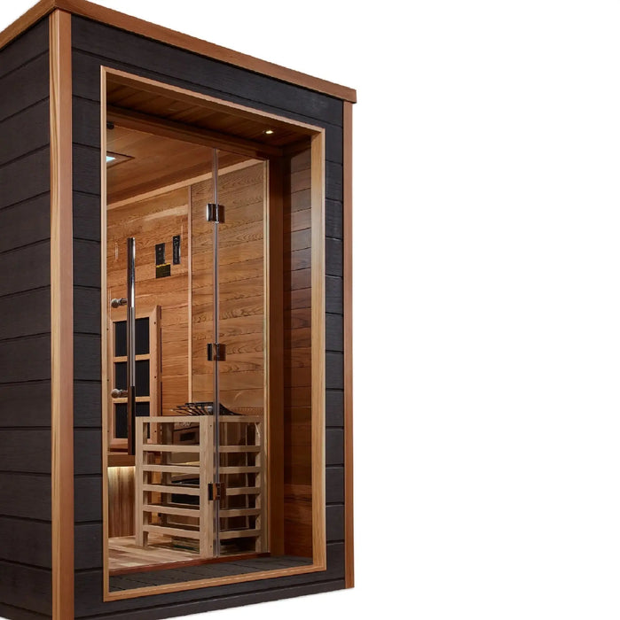 Golden Designs Karlstad 6 Person Hybrid Outdoor Sauna w/ Full Spectrum Infrared & Harvia Traditional Electric Heater Kit | GDI-8226-01 Golden Designs