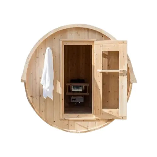 Dundalk Leisurecraft CT Harmony Barrel Cedar Traditional Steam 3-4 Person Sauna, Outdoor/Indoor | CTC22E Leisurecraft