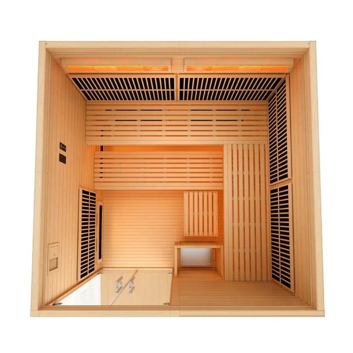 Golden Designs 2025 Toledo 6 Per Hybrid Sauna (Indoor) Full Spectrum and Harvia Traditional Stove | GDI-8360-01 Golden Designs