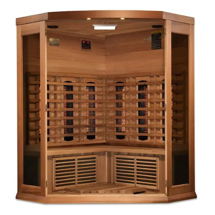Maxxus 3-Person Corner Full Spectrum Near Zero EMF FAR Infrared Sauna | MX-M356-01-FS CED Golden Designs