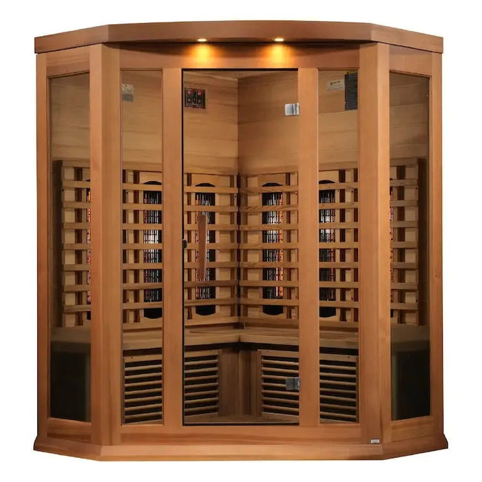 Maxxus 3-Person Corner Full Spectrum Near Zero EMF FAR Infrared Sauna | MX-M356-01-FS CED Golden Designs