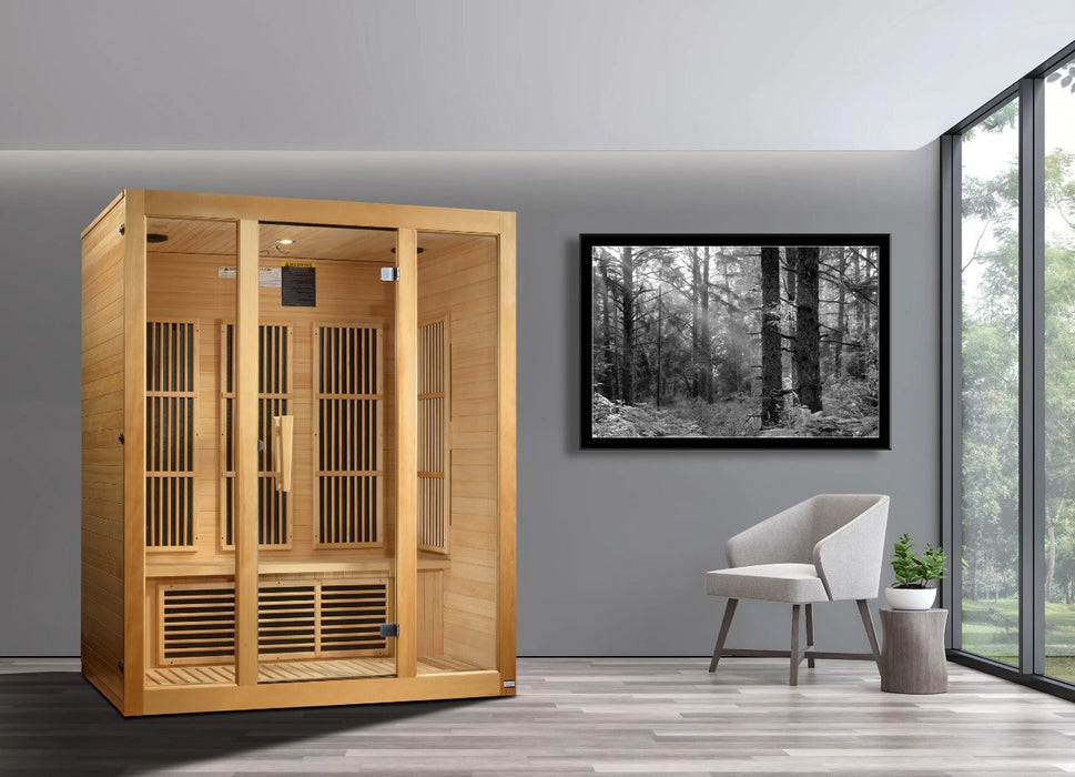 Maxxus Bellevue 3-Person Low EMF FAR Infrared Sauna Canadian Hemlock | MX-J306-01 Golden Designs