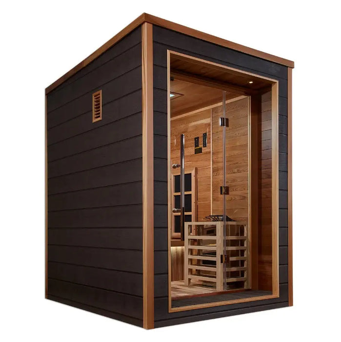 Golden Designs Nora 2 Person Hybrid (Full Spectrum IR or Traditional Stove) Outdoor Sauna | GDI-8222-01 Golden Designs