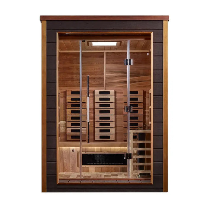 Golden Designs Nora 2 Person Hybrid (Full Spectrum IR or Traditional Stove) Outdoor Sauna | GDI-8222-01 Golden Designs